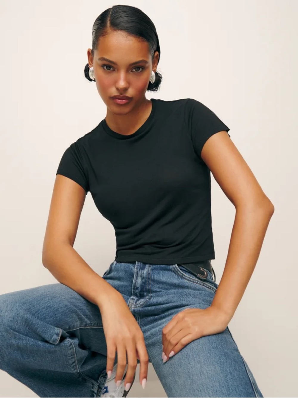 Reformation Black Short Sleeve Tee- Medium